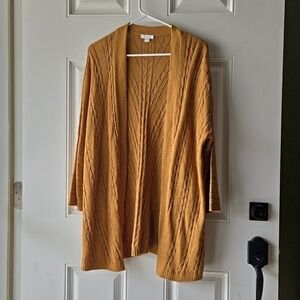 J. Jill Cable Knit Long Line Cardigan Sweater